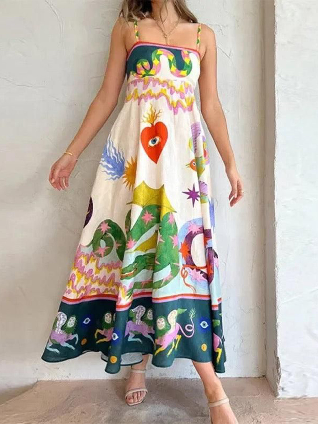 Miss Mosa By Akanksha  Women Printed Multi Jonah Printed Summer Fit and Flare Dress