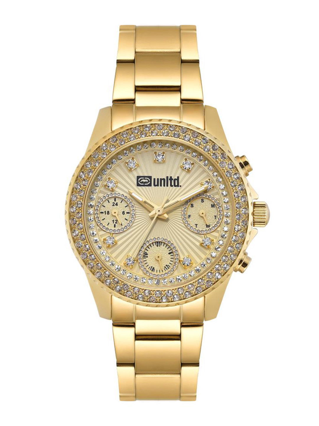 unltd. Women Brass Dial & Stainless Steel Bracelet Style Straps Analogue Watch