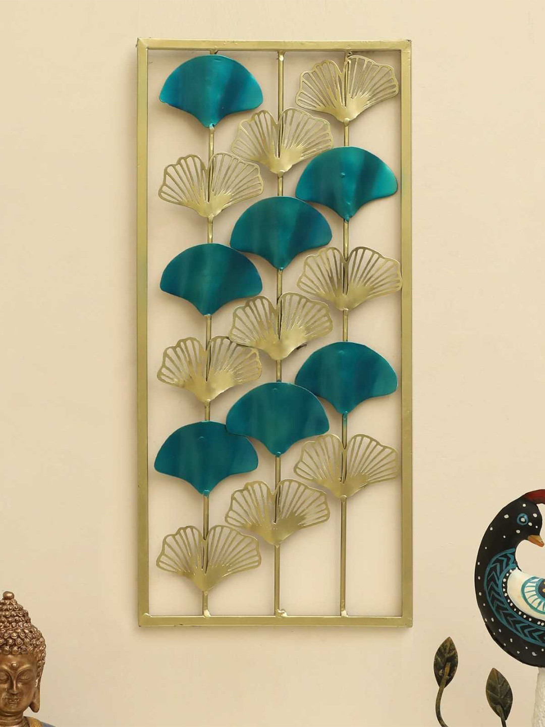 vedas Ginko, W-Terry Metal Floral Matte Hanging Hall Wall Hangings-22In