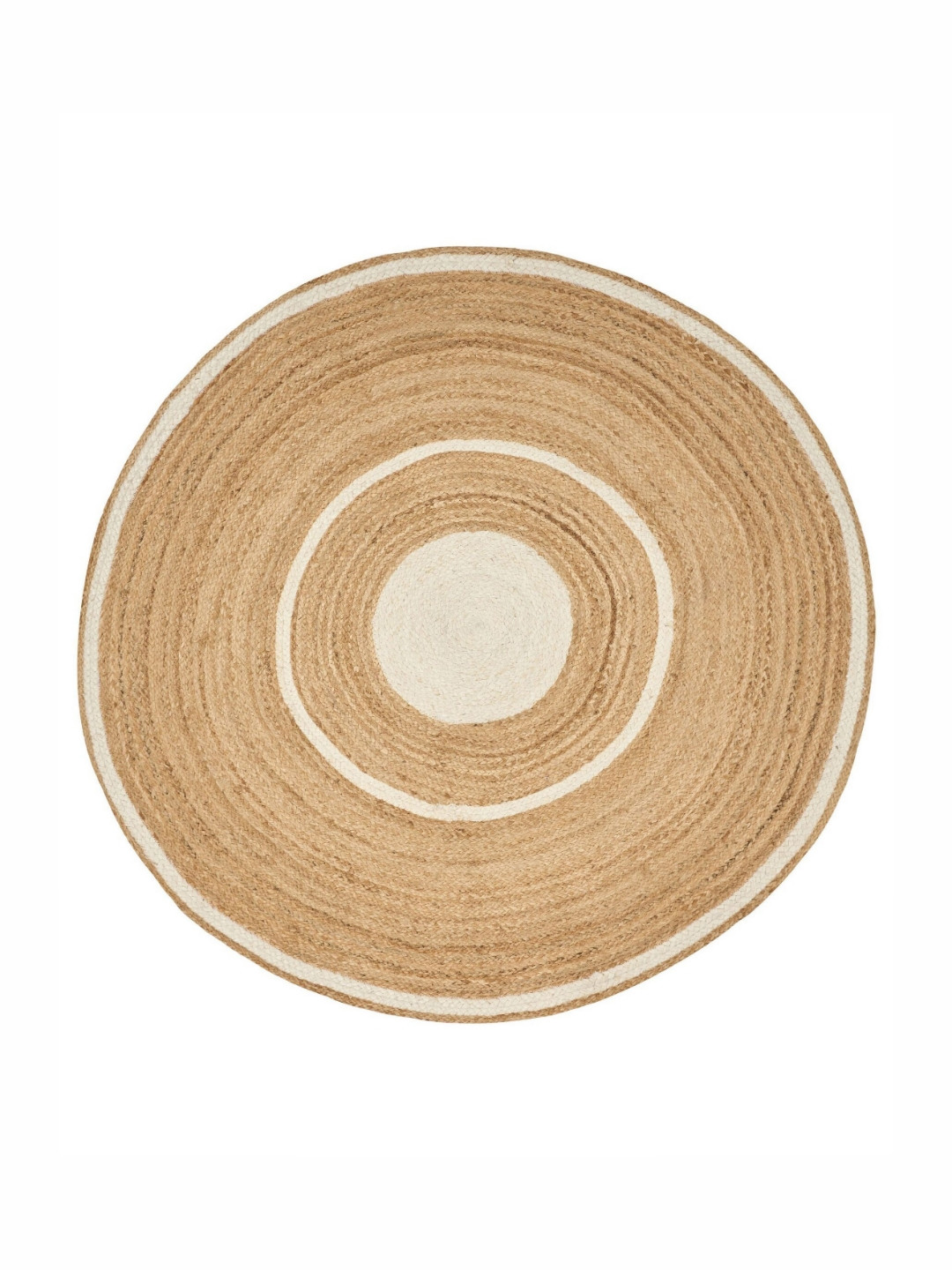 Art Avenue Christchurch Beige & White Textured Round Floor Jute Carpet