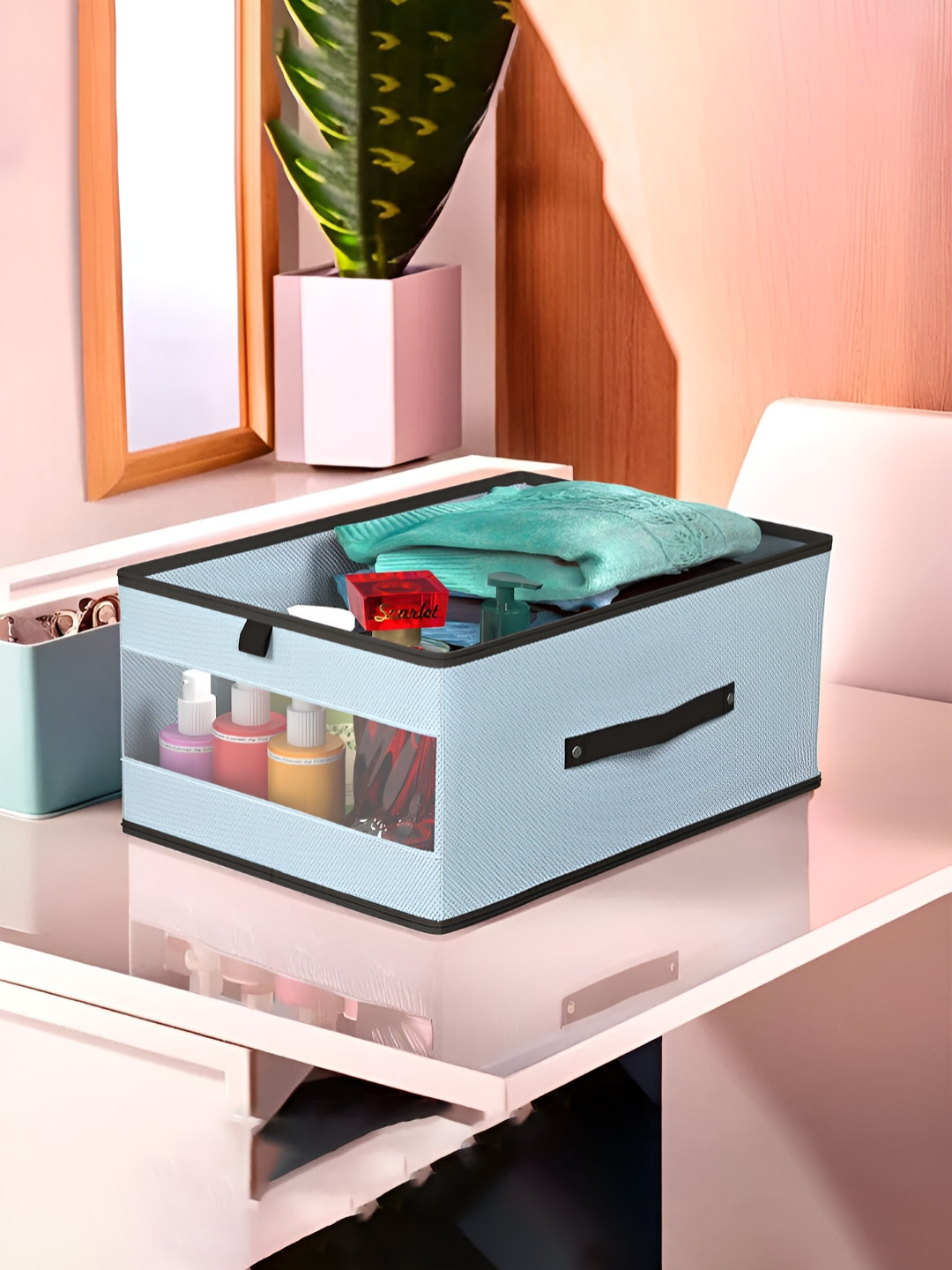 Aura Grey & Black Foldable  Wardrobe Drawer Storage Box Organiser