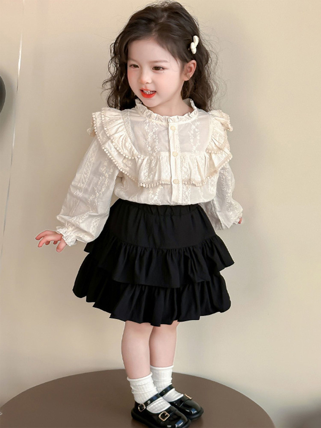 LULU & SKY Girls Self-design Top with Tiered A-line Skirt