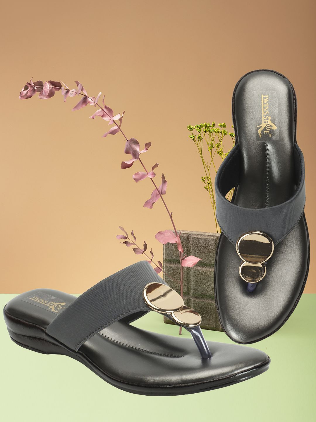 TWINSSHOE Women T-Shape Round Toe Flats