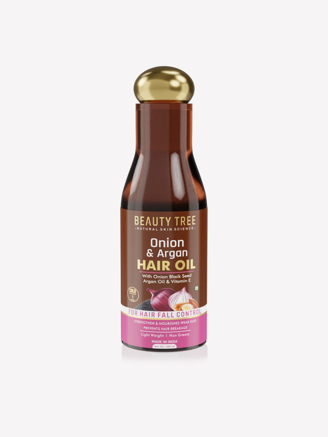 Beauty Tree Onion & Argan Hair Oil For Hair Fall Control With Vitamin E - 200 ml