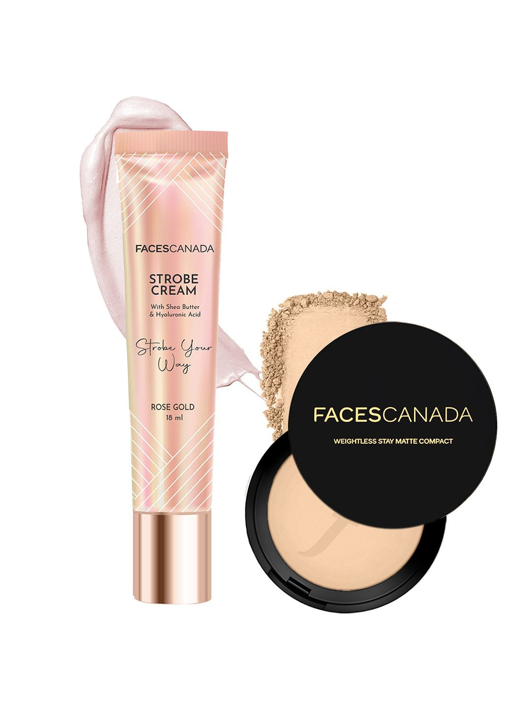 FACES CANADA Set Of 2 Strobe Your Way Strobe Cream 18 g & Compact Powder - 9 g