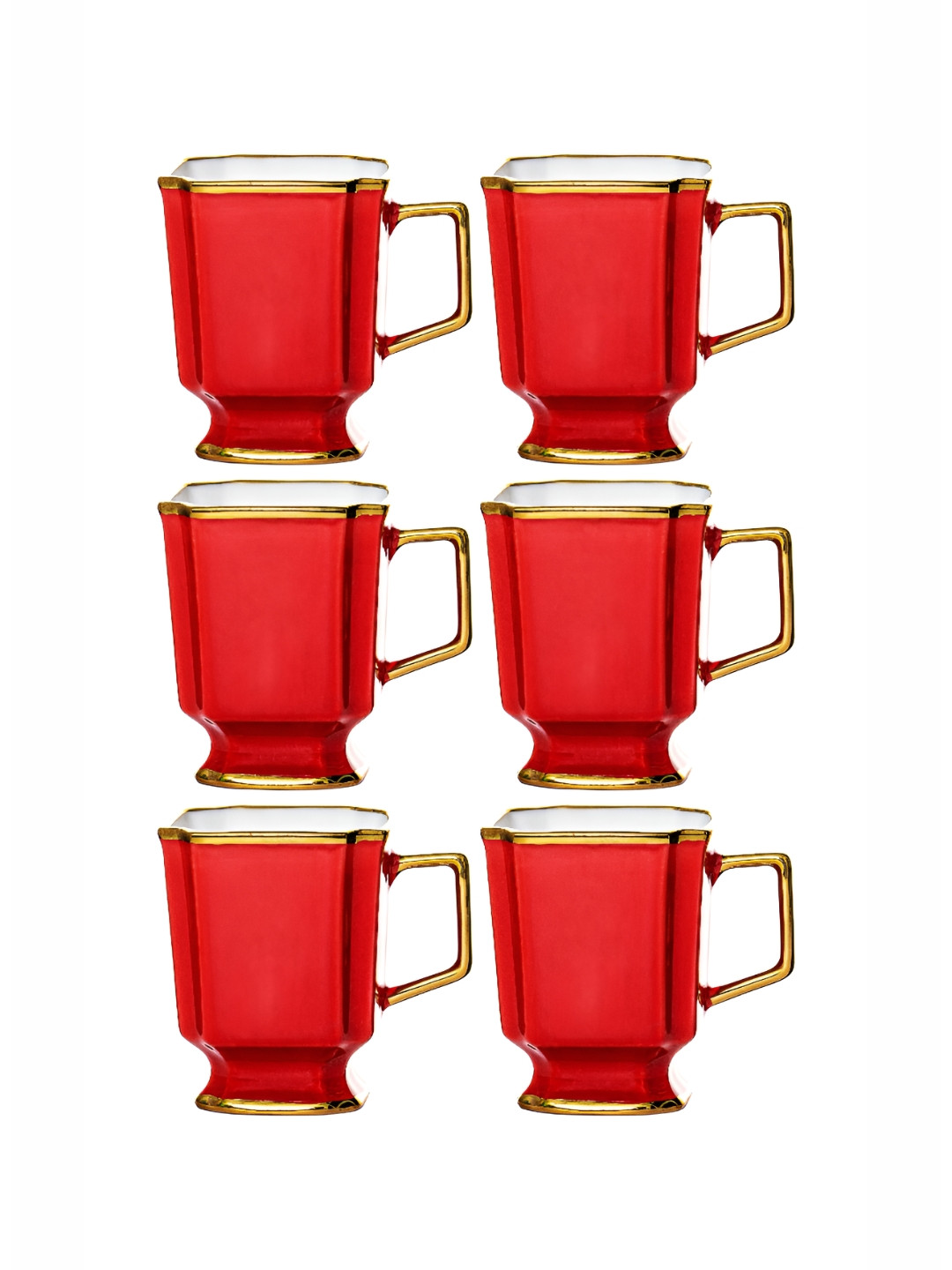 Roxx Rakshabandhan Gift Red Porcelain Microwave Safe 6 Piece Mugs-180ml