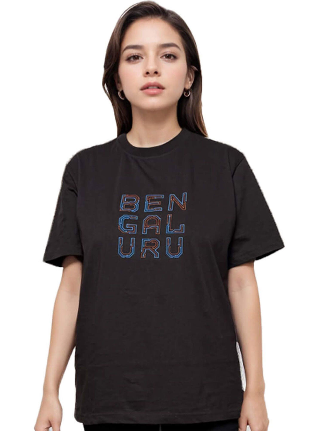 MAATIR DESIGNS Women  Round Neck Short Regular Sleeve Embroidered Cotton Top