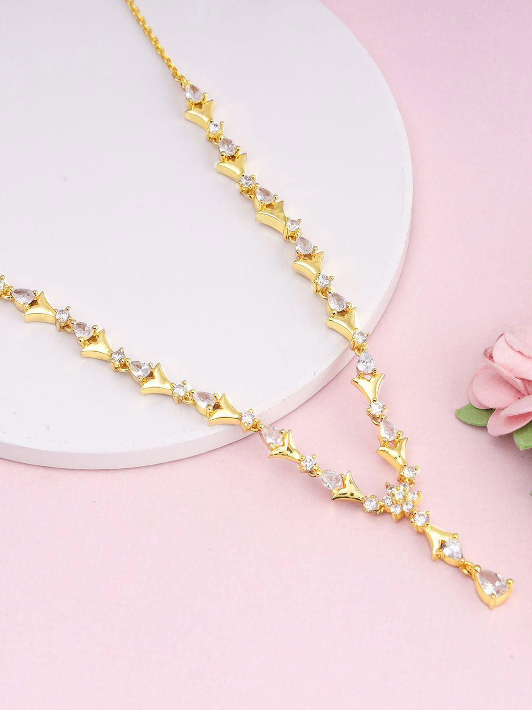 GIVA 925 Sterling Silver Gold-Plated Golden Glinting Joy Zircon Necklace