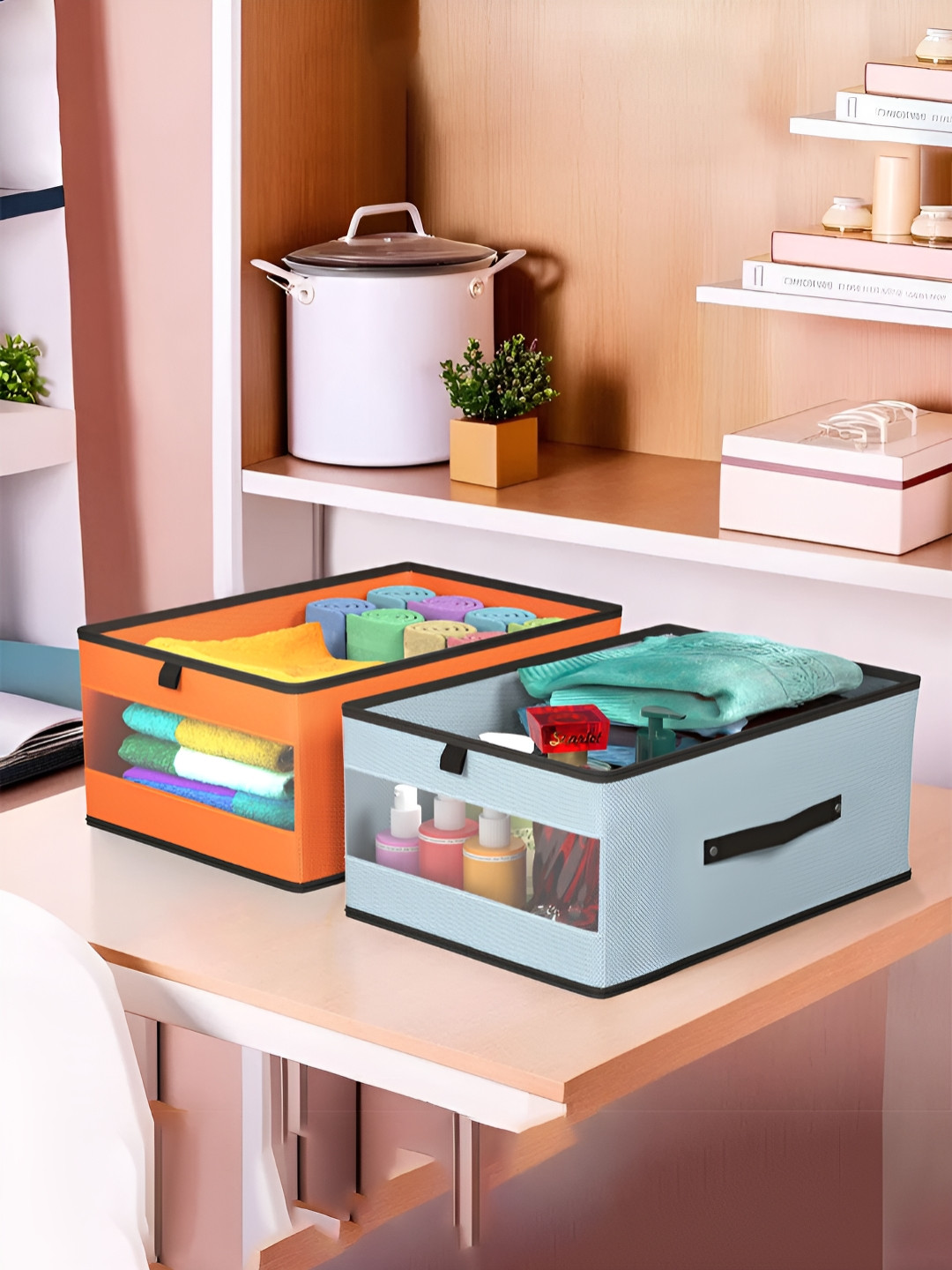 Aura Orange & Blue 2 Pieces Regular Multi-Utility Storage Box Organiser