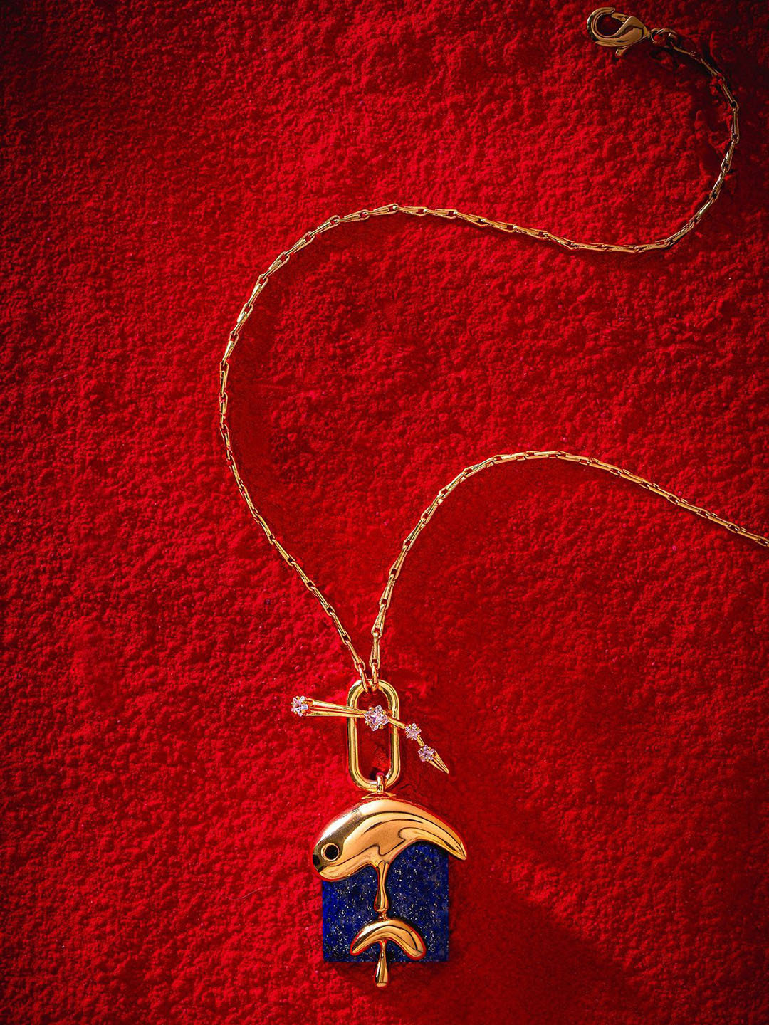 Outhouse 22K Gold-Plated Lapis Lazuli Sagittarius Zodiac Pendant with Chains