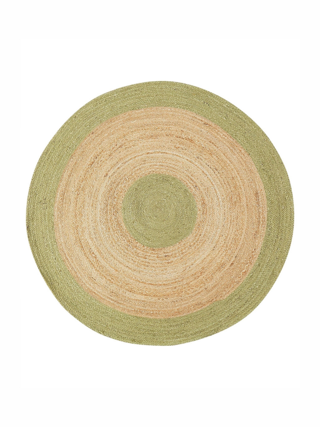 Art Avenue Eswatini Beige & Green Textured Round Floor Jute Carpet