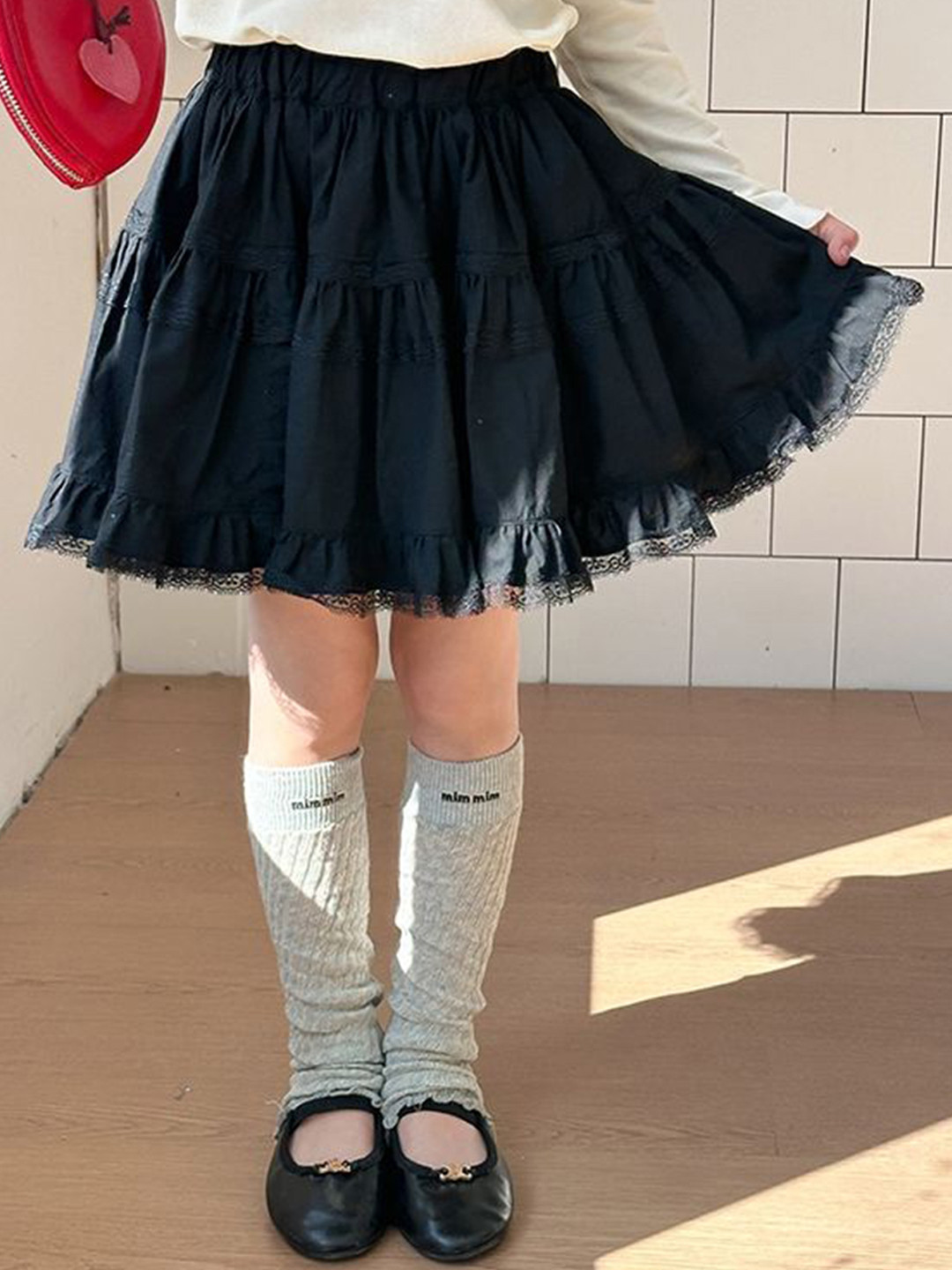 LULU & SKY Girls Lace Trimmed A-Line Pure Cotton Skirt