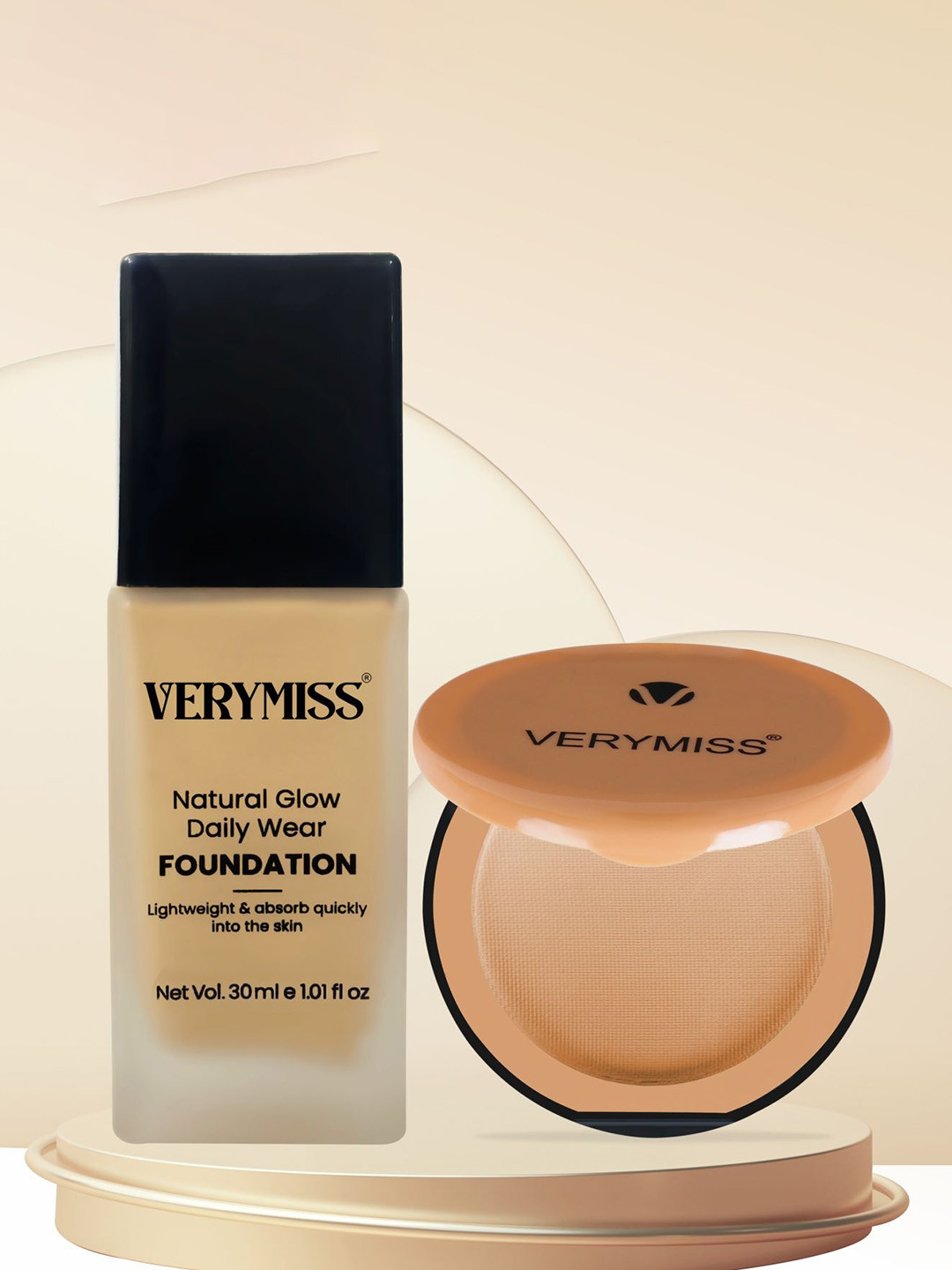 VERYMISS Set Of 2 Daily Wear Foundation- 30 ml- Medium Tone & Compact Powder- 9 g