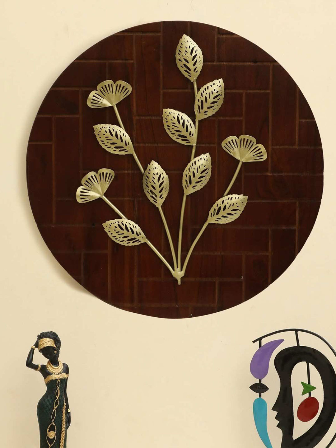 vedas Leaf, W-Arkar Metal Floral Glossy Hanging Hall Wall Hangings-16.9In