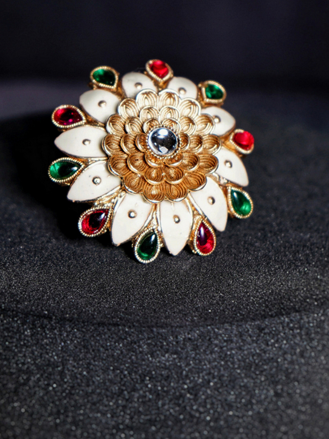 Chaandi Rivaaz Elle Gold-Plated Cubic Zirconia Studded Finger Ring