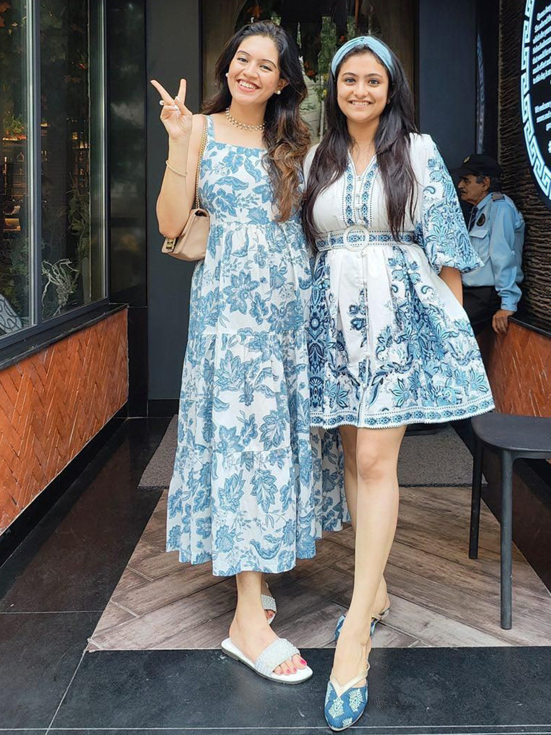 Miss Mosa By Akanksha  Women Blue Scole Statement Dress