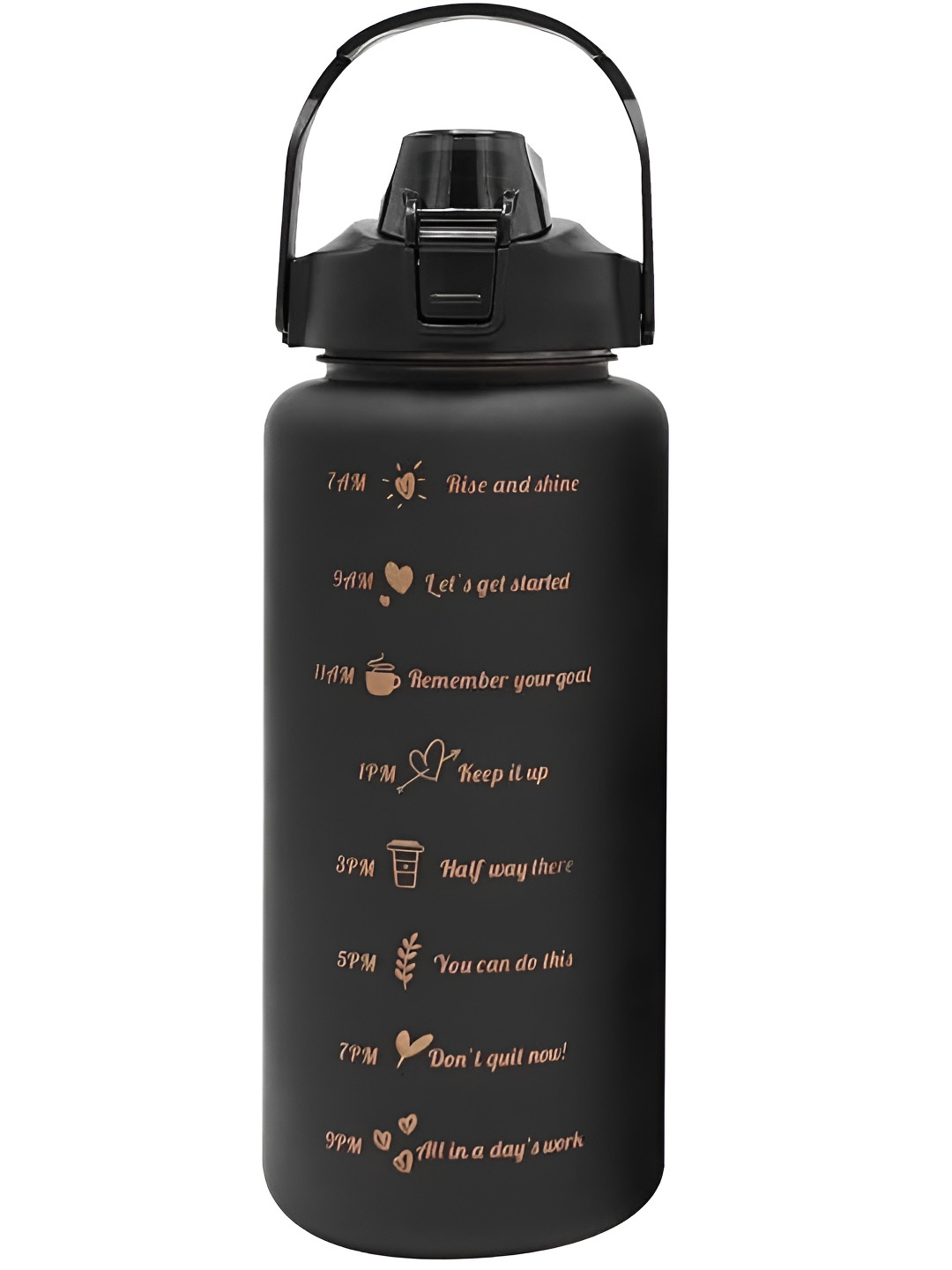 HOUSE OF QUIRK Black Plastic Double Wall Vacuum Water Bottle-2000 ml