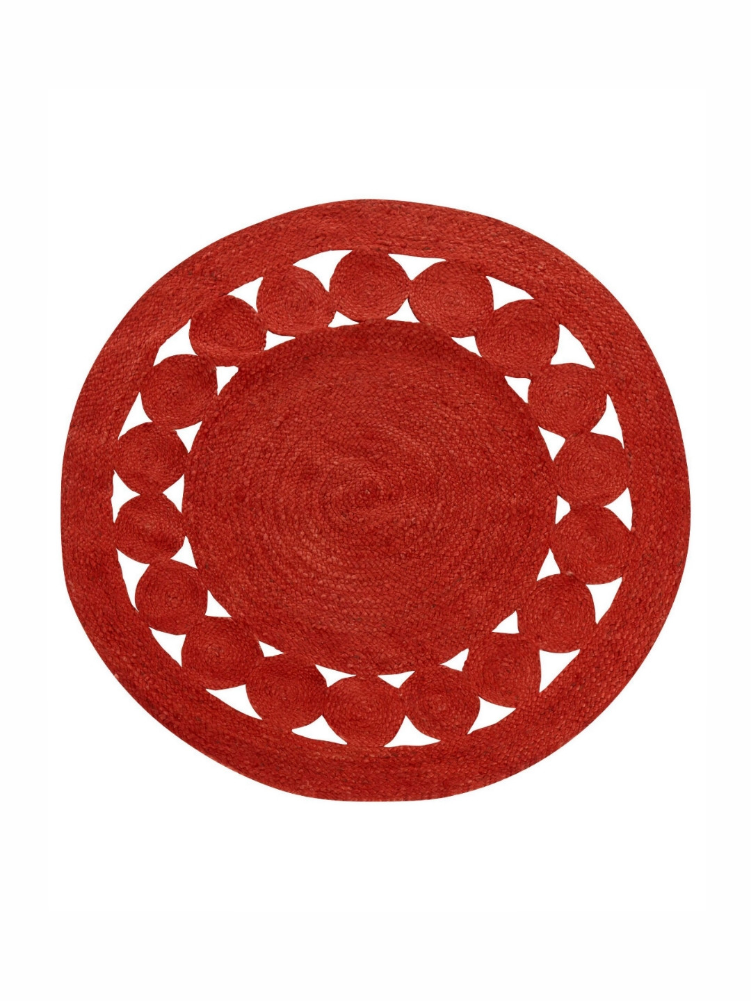 Art Avenue Peony Red Circular Shaped Hemp Carpet