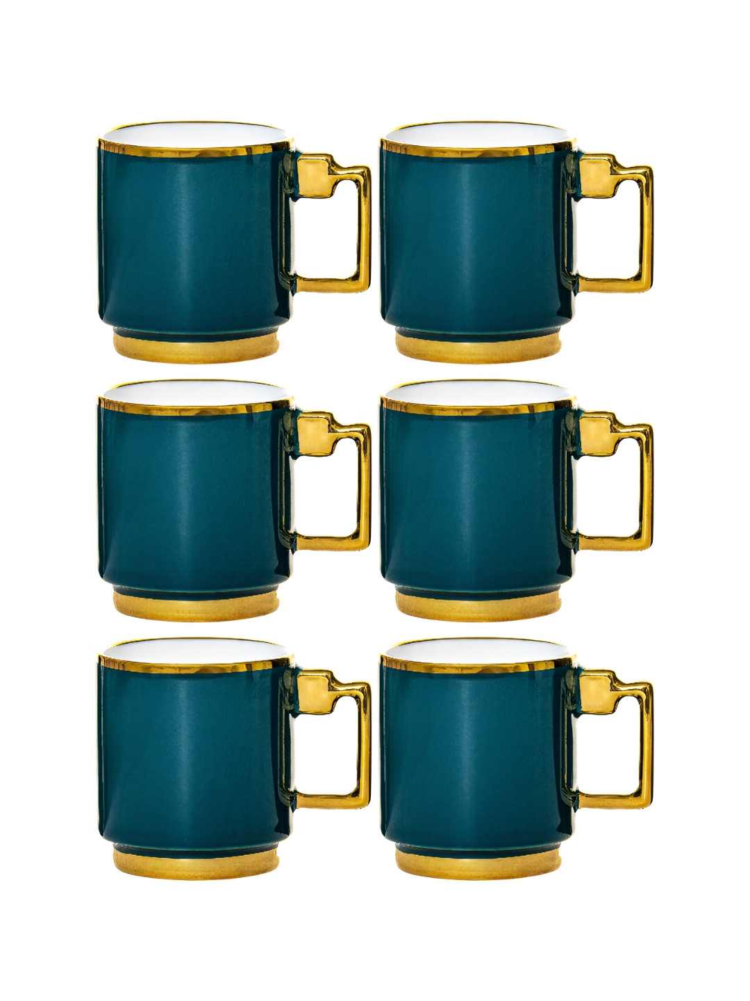 Roxx Green Porcelain Microwave Safe 6 Piece Mugs-180ml