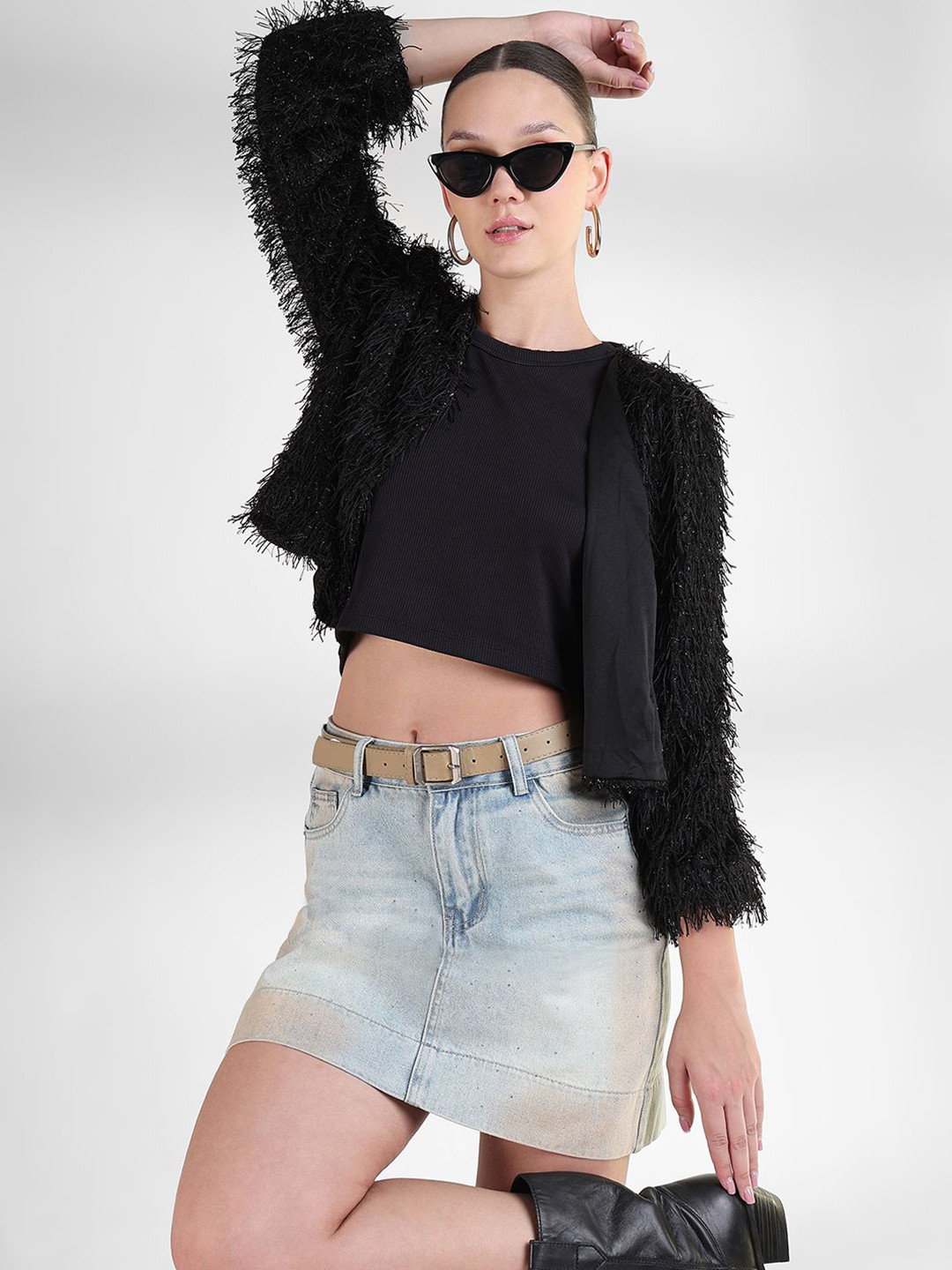 SHOWOFF Party Open Front Crop Shrug