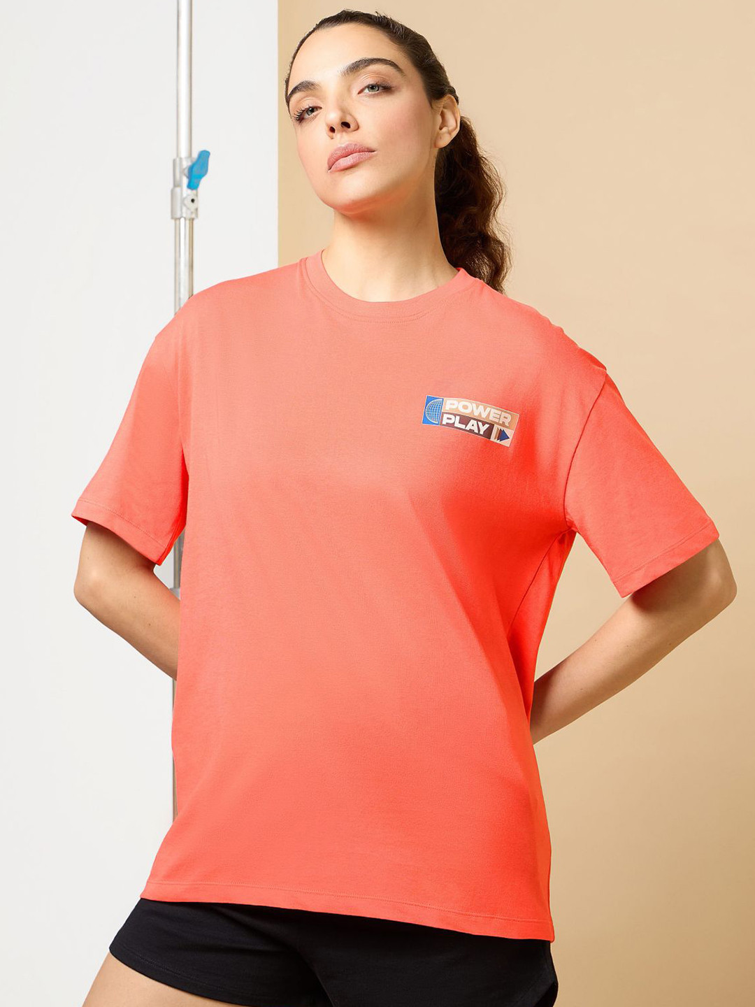 CULT Women Coral Power Play Relaxed fit T-shirt