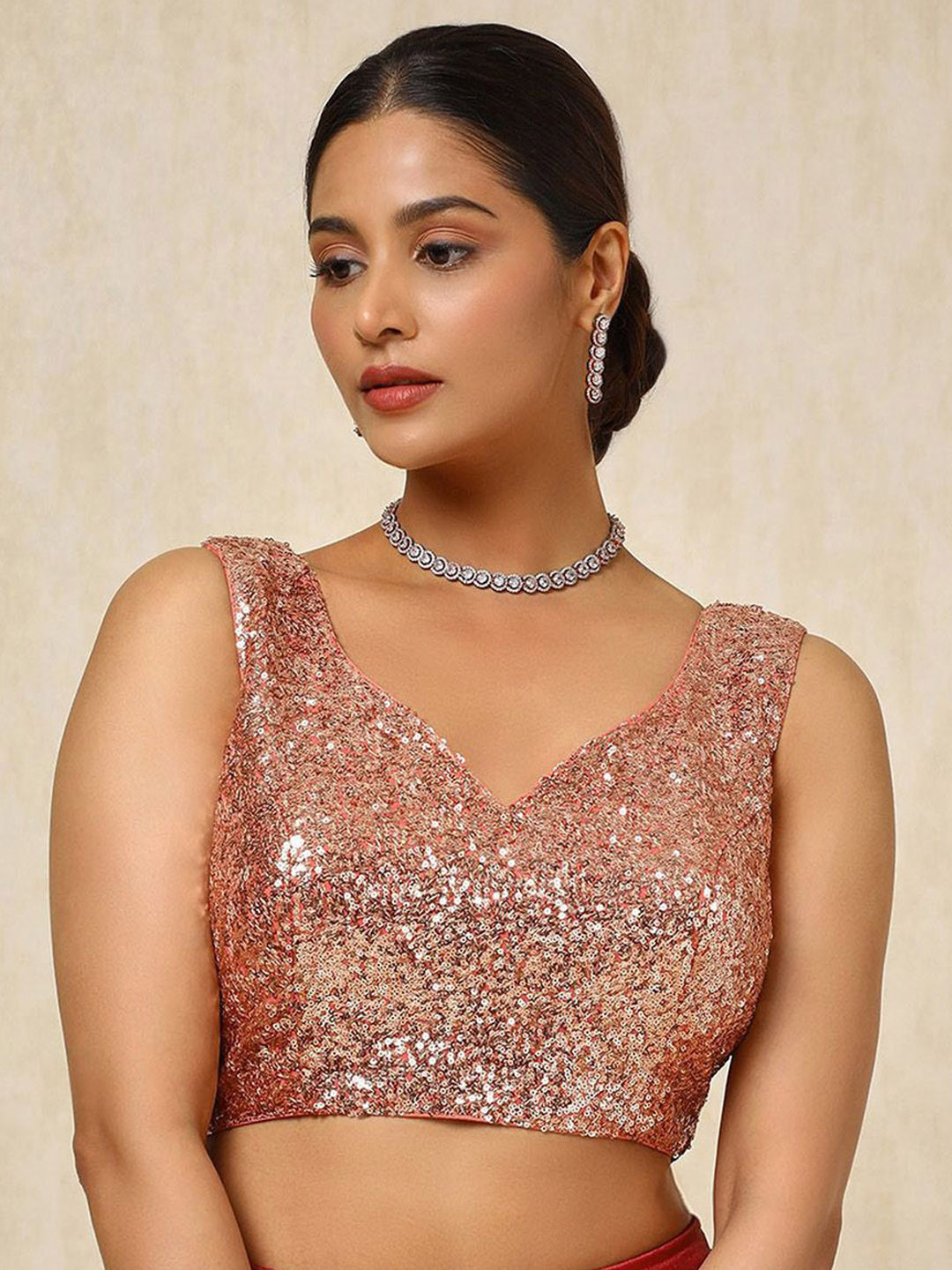 Soch Embellished Sweet Heart  Neck Padded Saree Blouse With Sequins