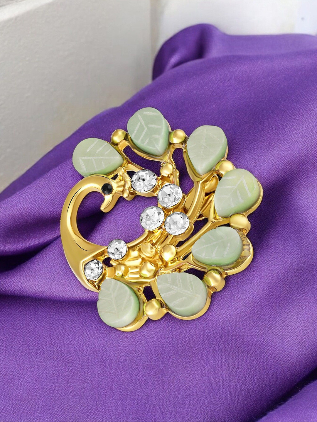 Mahi Peacock-Shaped Studded Weeding Brooch