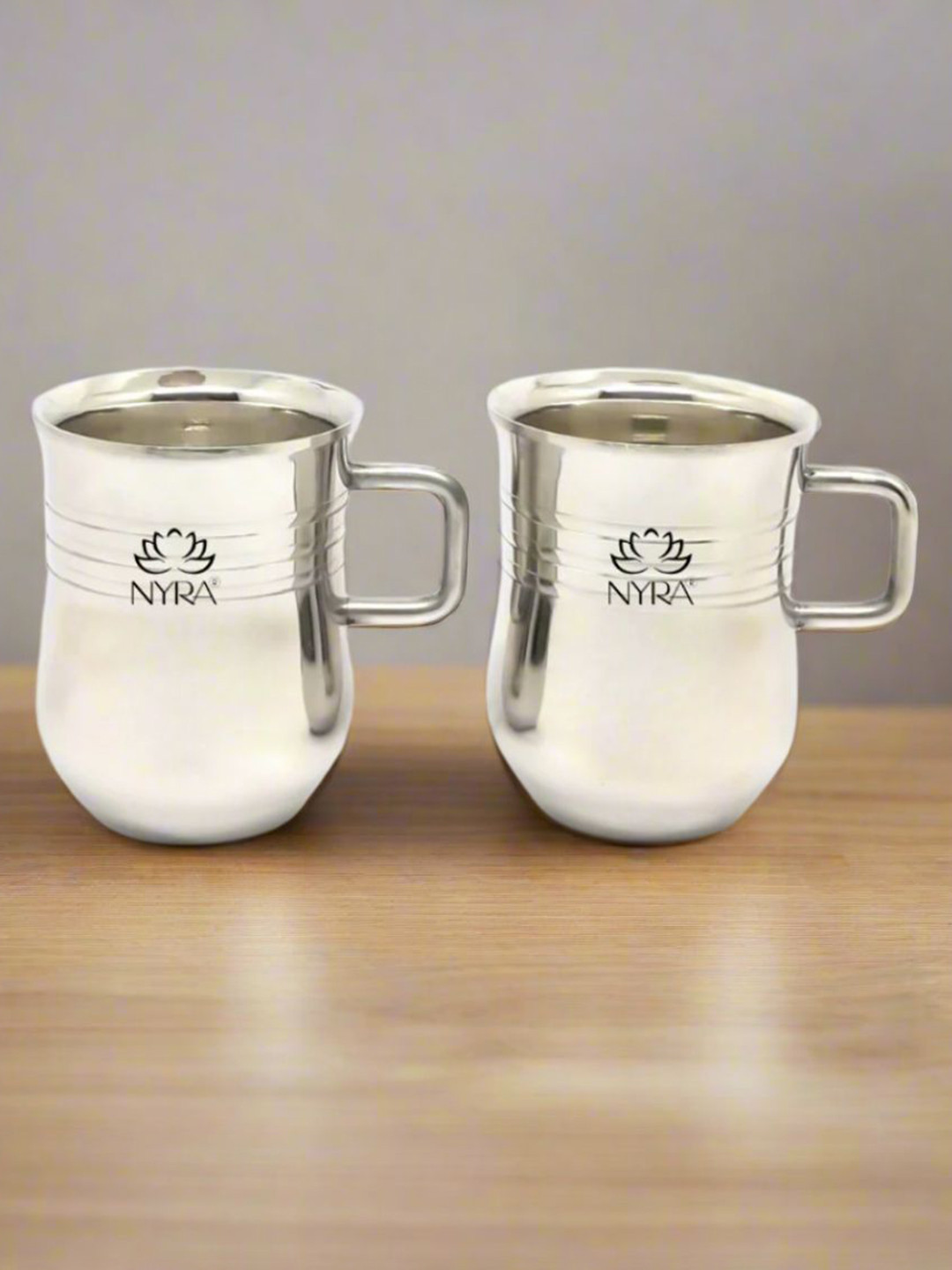 Nyra Kitchenware Happy Daughters Day My Sweet Girl Steel Textured Stainless Steel Handmade 2 Piece Mugs-100ml