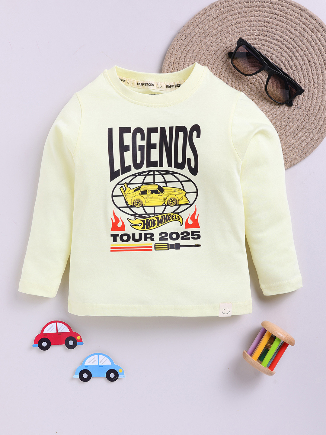 Happy Faces Kids Girls Hot Wheels Printed Pure Cotton T-Shirt