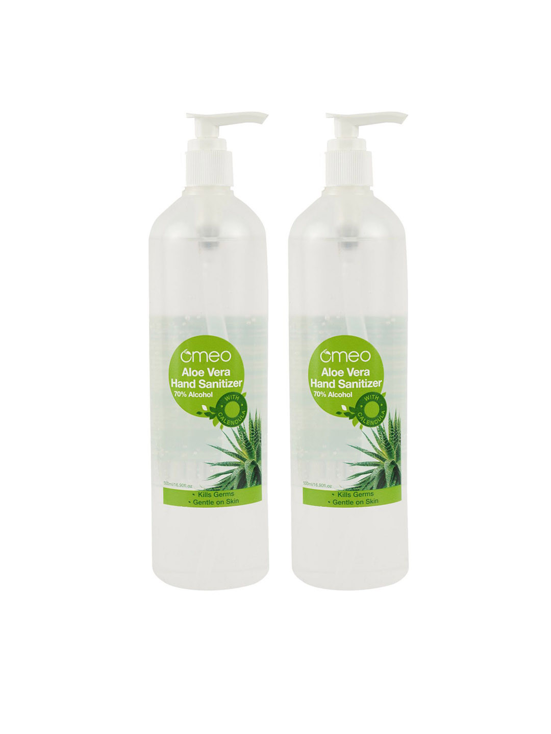 Omeo Set Of 2 Aloe Vera Hand Sanitizer Gel With Pump With Calendula - 500 ml Each