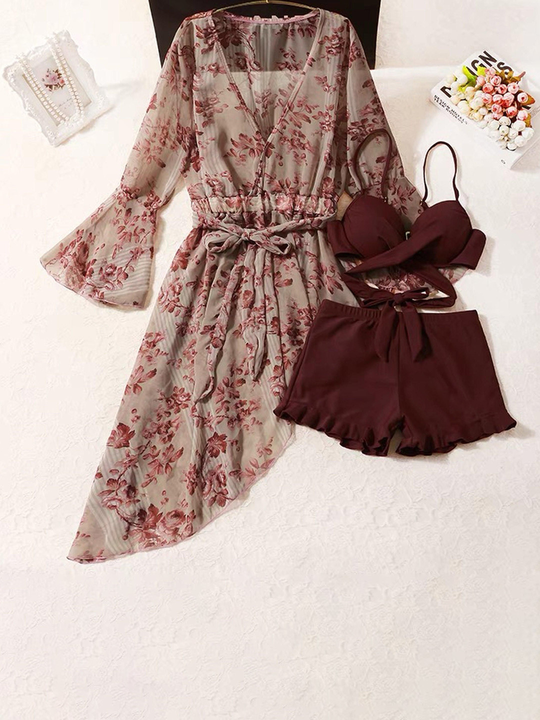 Miss Mosa By Akanksha  Deruk 3 Piece Printed Swimsuit