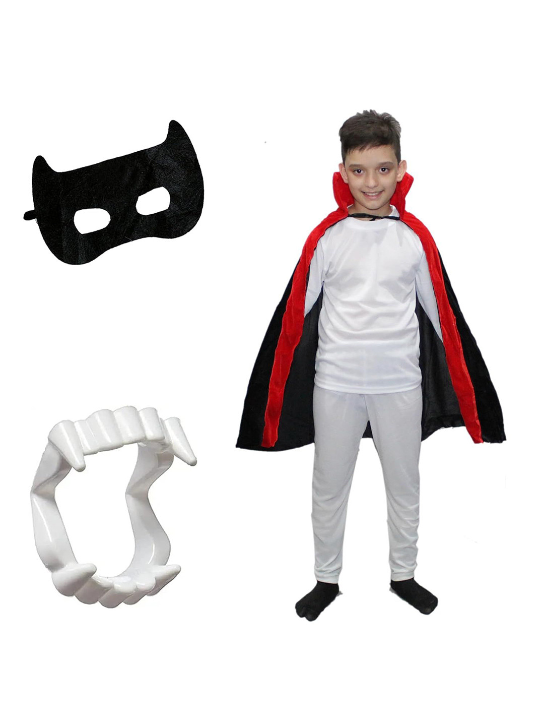 Kaku Fancy dresses Kids Halloween Dracula Robe With Teeth & Eyepatch