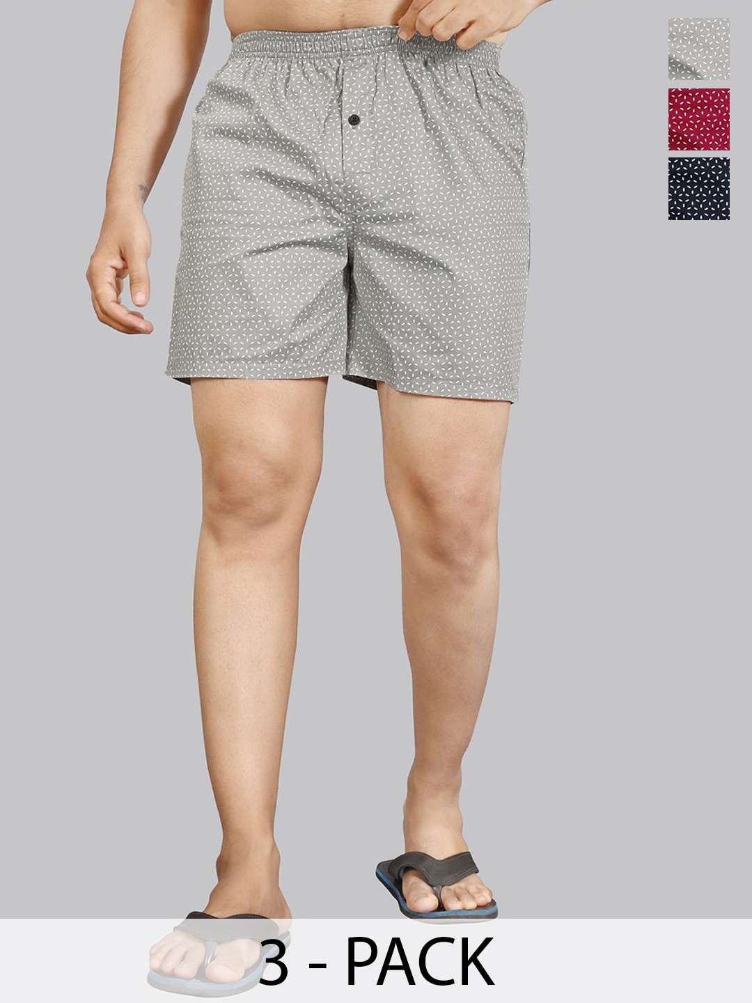 BAESD Men Pack Of 3 Printed Cotton Boxers BO.Fan