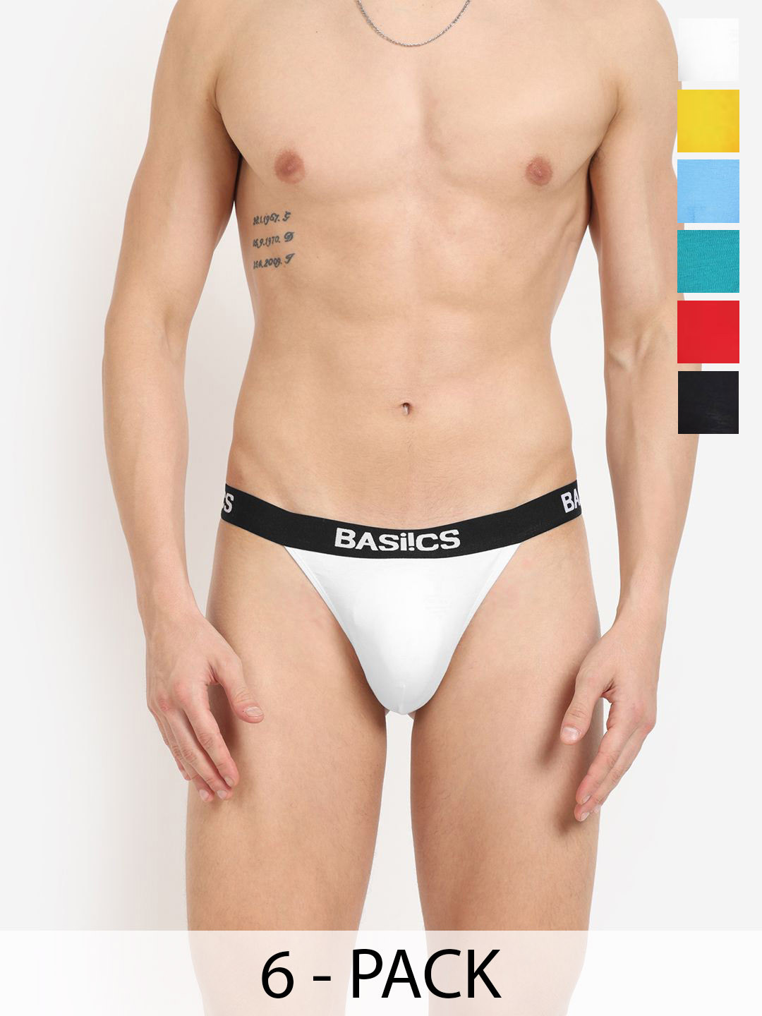 BASIICS by La Intimo Pack of 6 Anti-Microbial Thong Briefs IBCSTH010F0MC