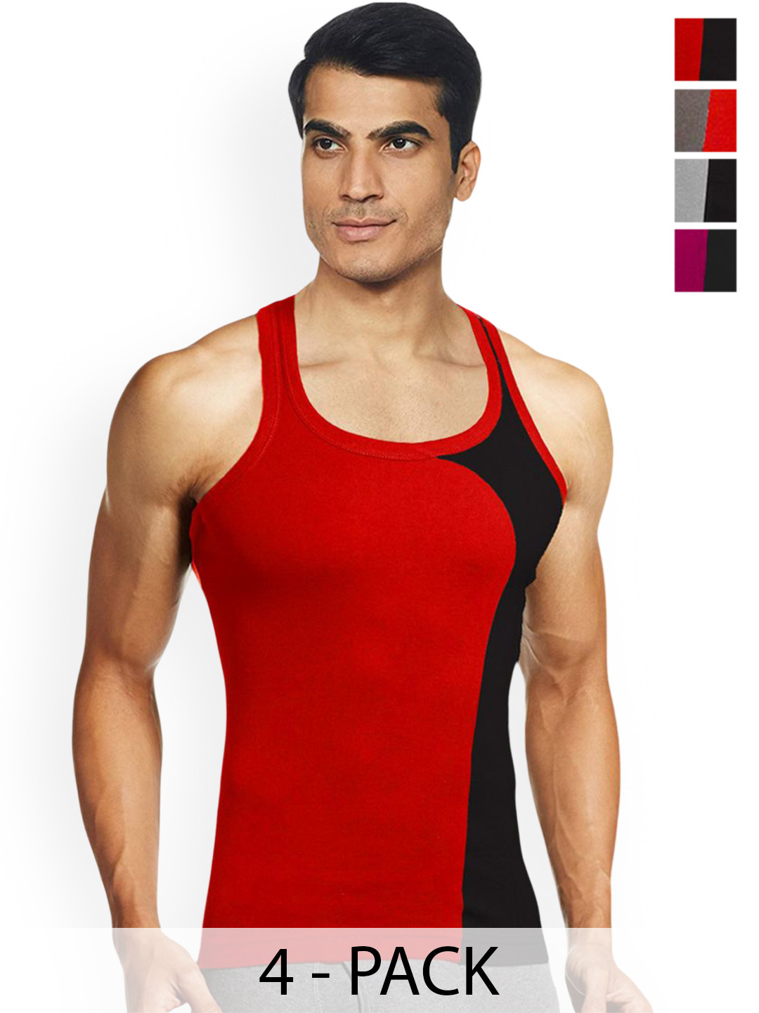 Rupa Hunk Men Pack Of 4 Assorted Cotton Innerwear Vests