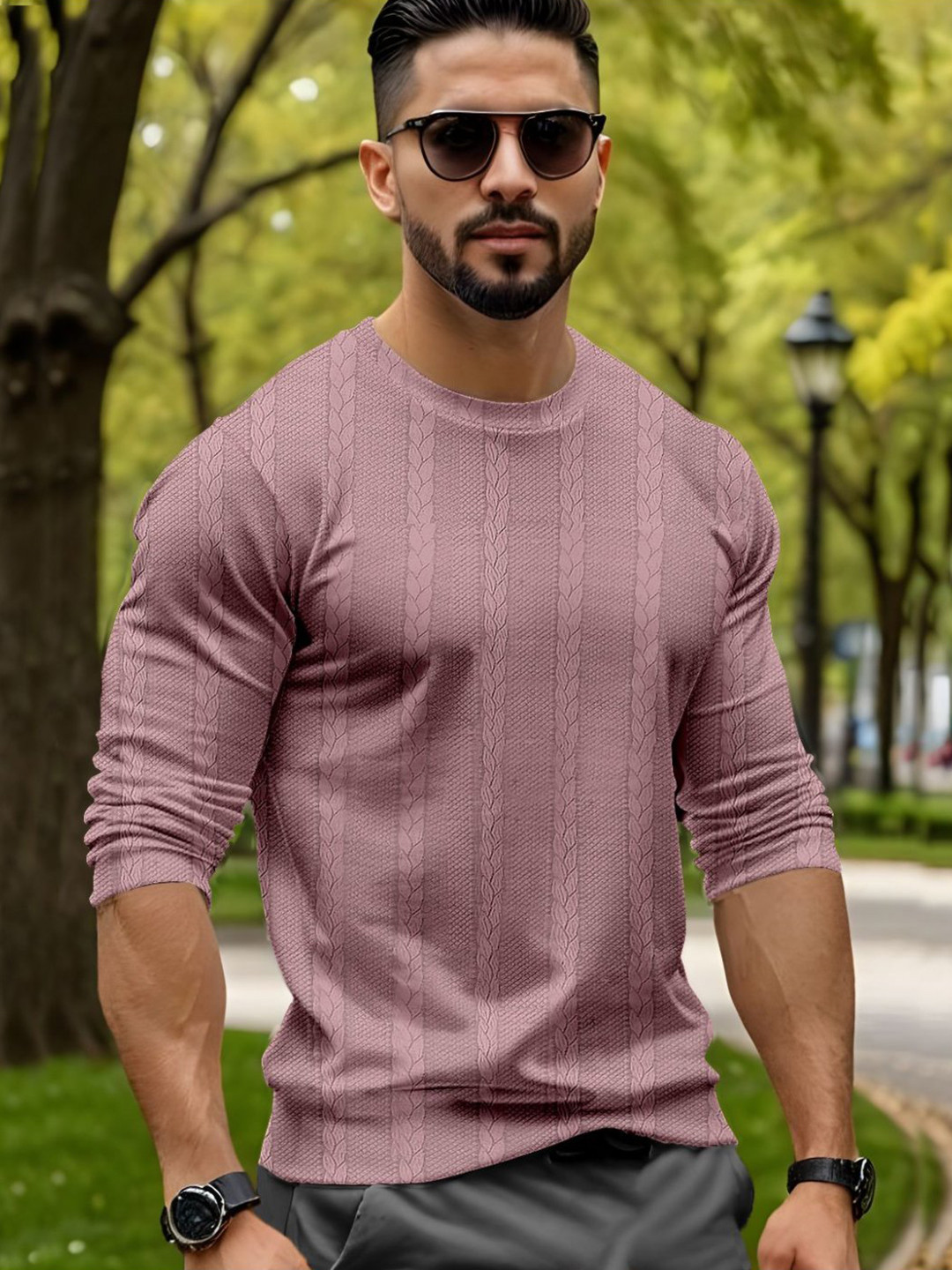 Force Men Striped V-Neck Pockets T-shirt