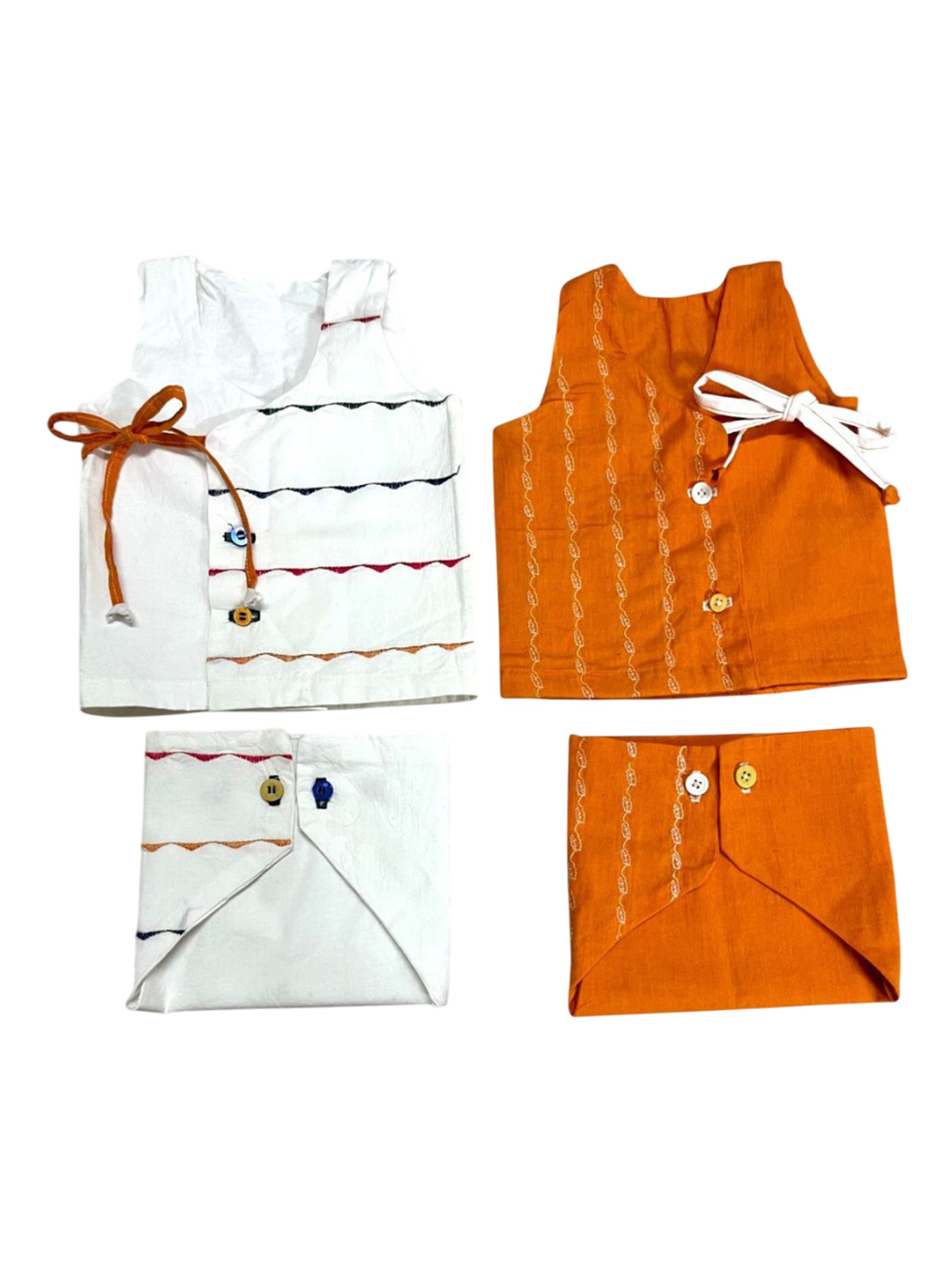 BAESD Kids Pack Of 2 Cotton Muslin Jhablas With Nappy