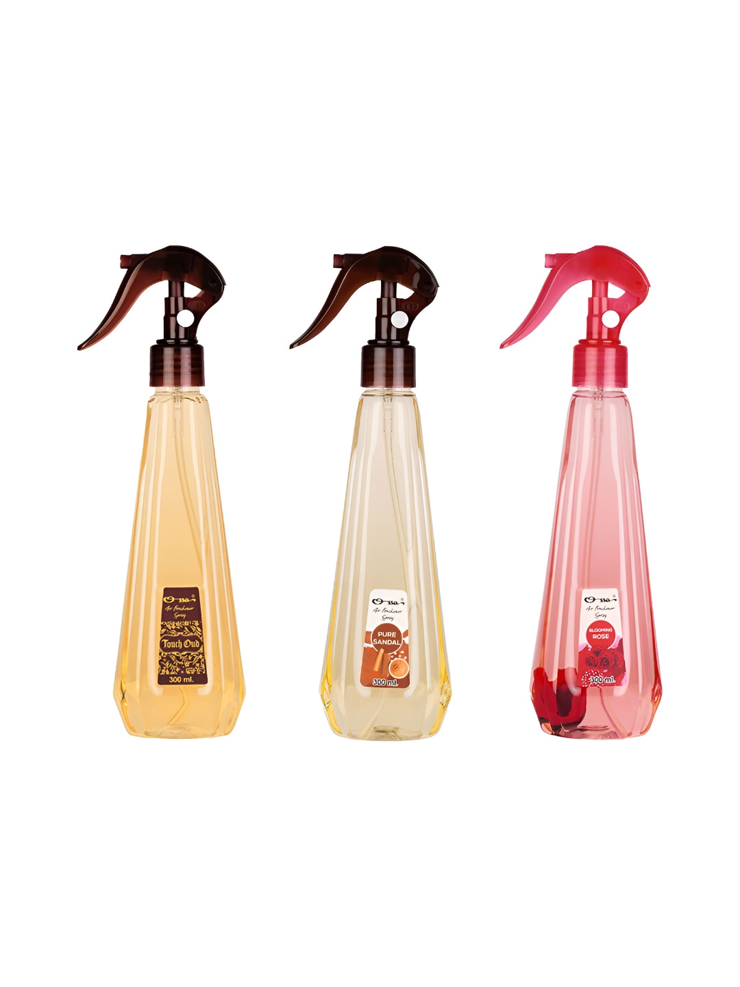Ossa Brown & Red 3 Pieces Touch Oud Pure Sandal & Blooming Rose Air Fresheners-300 ml Each