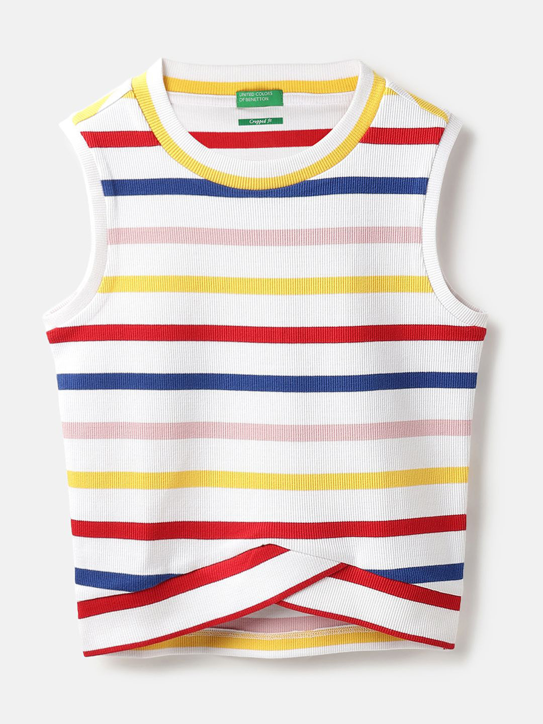 United Colors of Benetton Girl Candy Stripes Ribbed Fitted Cotton Top