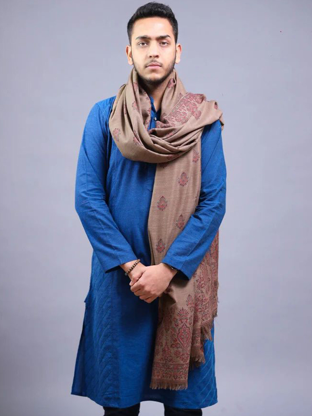 THE SHAWL STUDIO Ethnic Motifs Printed Woollen Shawl