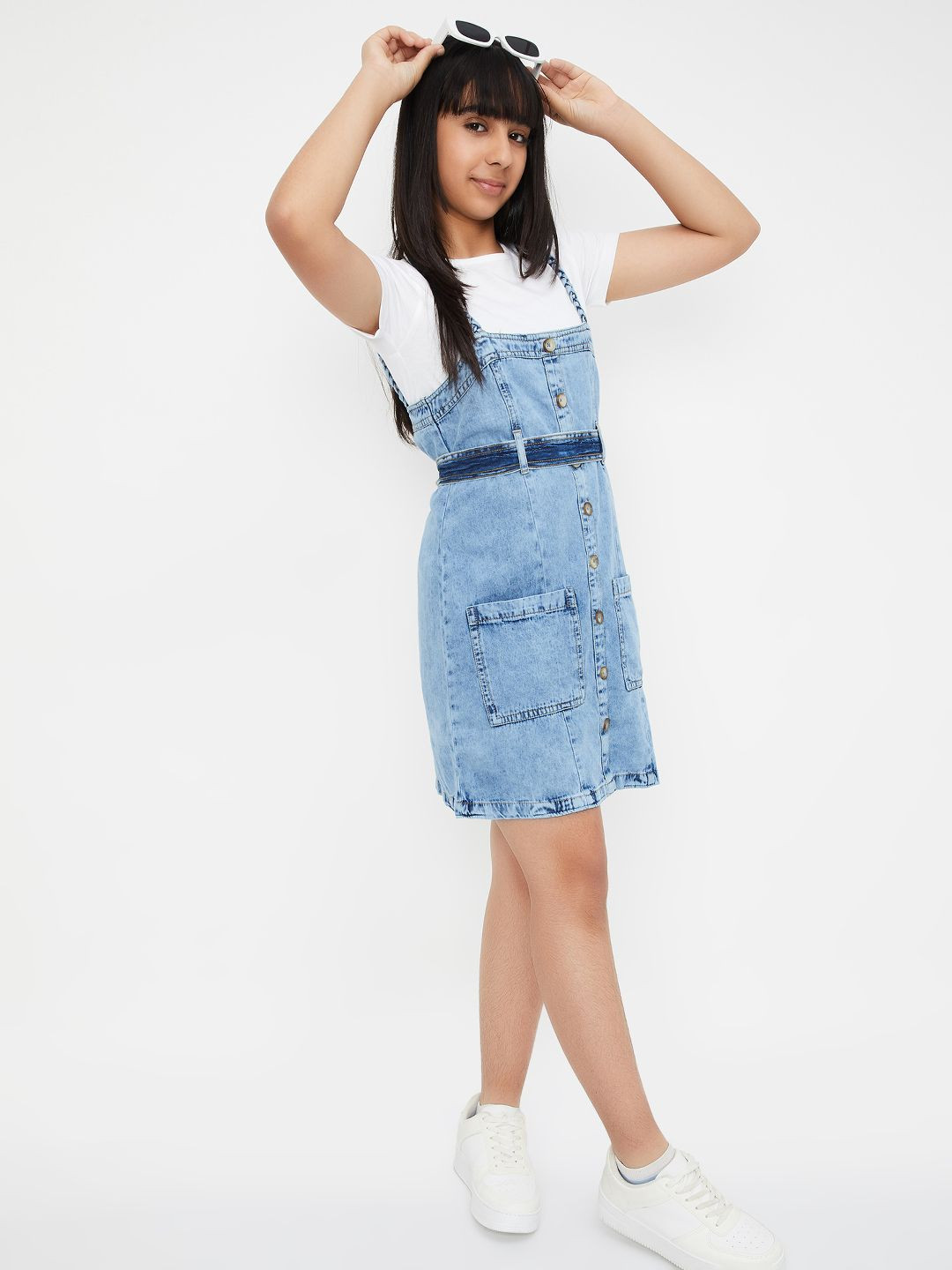 max Shoulder Straps Cotton Pinafore Dress With T-shirt
