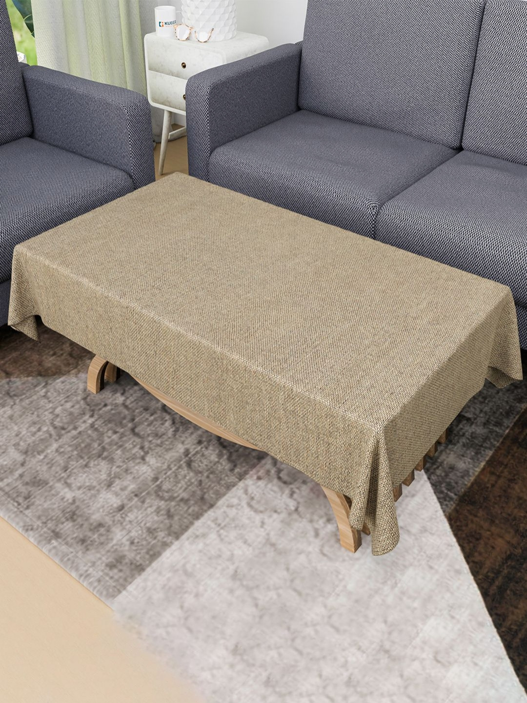 Aura Cream Waterproof 4-Seater Rectangle 1.42 m x 0.98 m Jute Table Cover