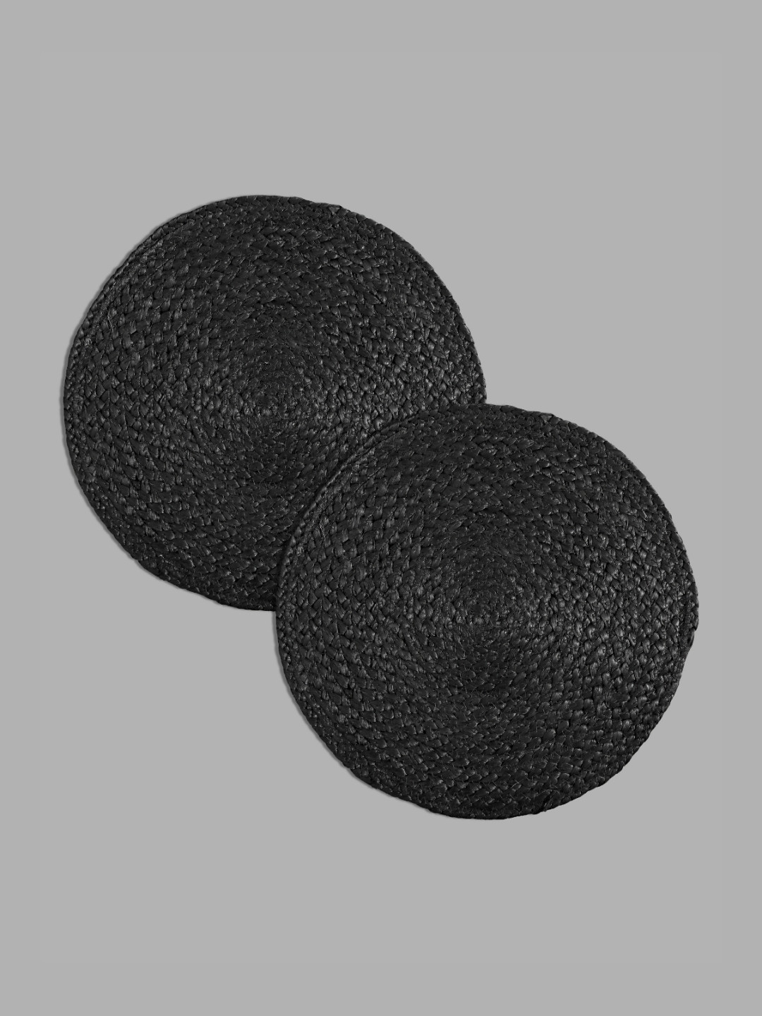 PAROKSH 2-Pcs Black Braided Jute Reversible Square Table Placemats