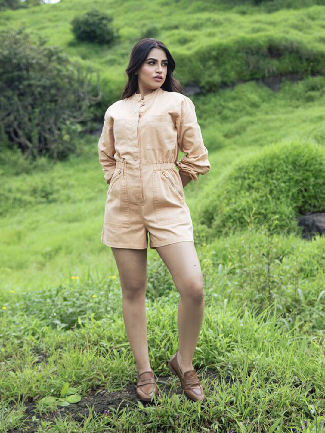 ELEVEN.O.ONE Women Mandarin Collar Playsuit Jumpsuit