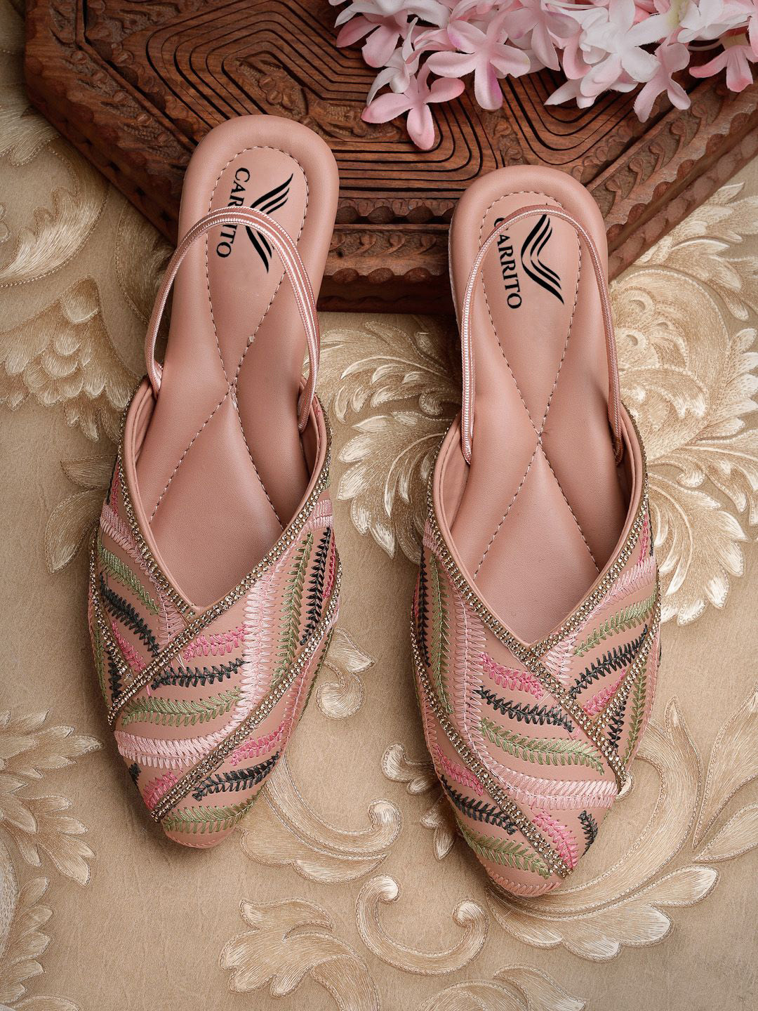 carrito Women Embroidered Slingbacks Flats