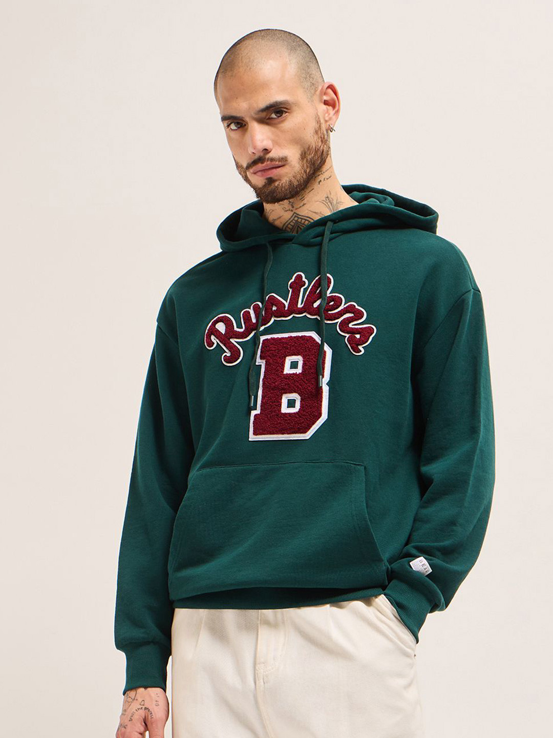 THE BEAR HOUSE Men's Pure Cotton Hooded Sweatshirt