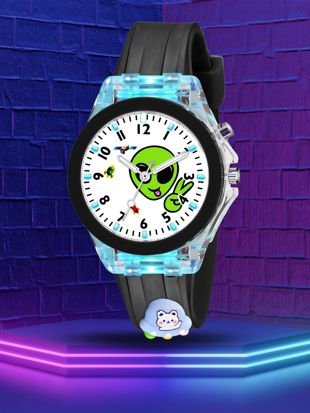 SWADESI STUFF Unisex Kids Dial & Bracelet Style Straps Analogue Watch MULTI BLACK ALIEN 27
