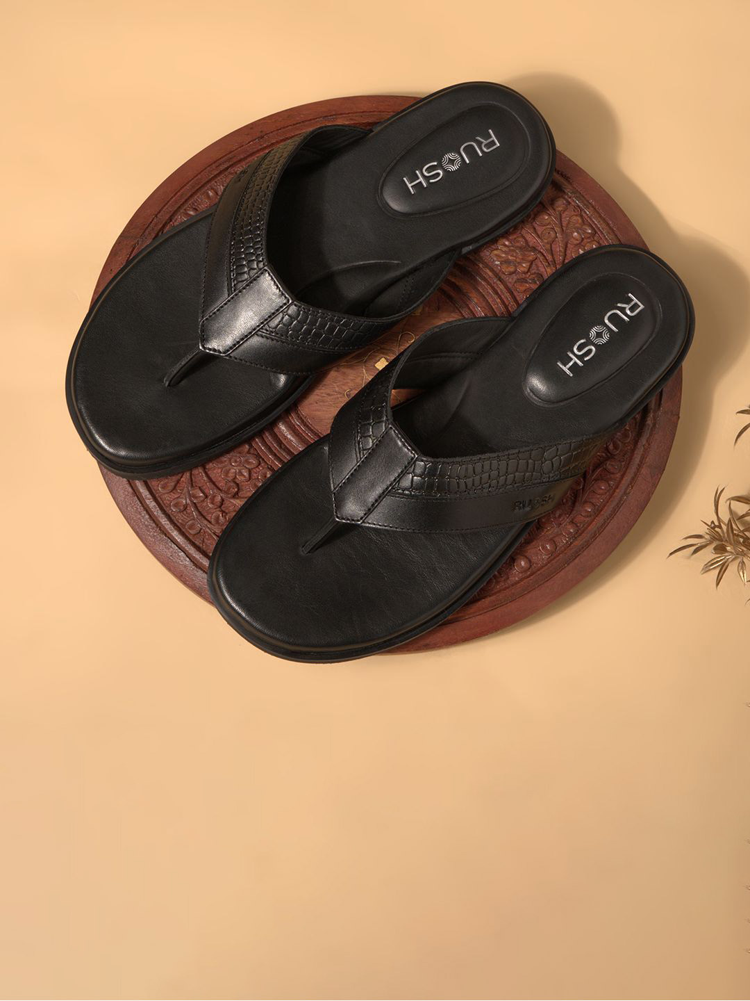 Ruosh Men Leather Slip-On Core Sandals