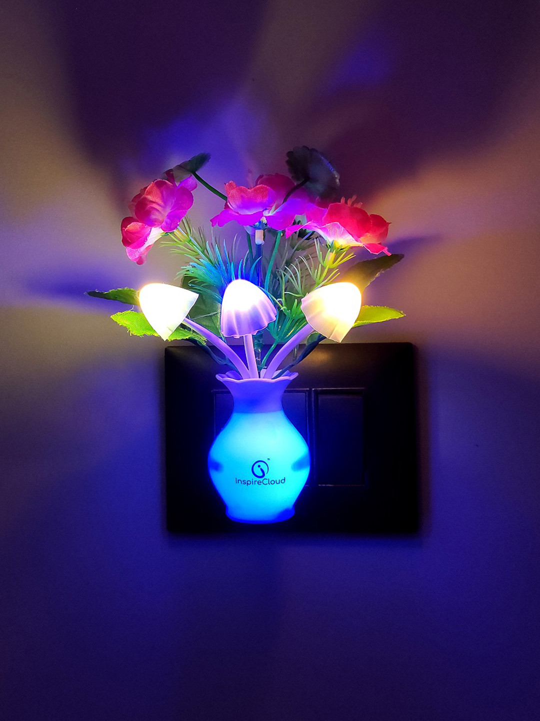 INSPIRECLOUD Pink & White Engineered Wood Abstract Shaped Wall Lamp