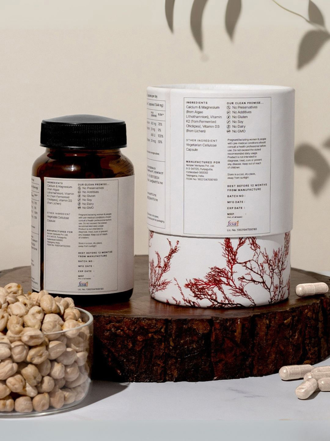 EARTHFUL Plant-Based Calcium & Magnesium Capsules With D3 & K2 - 60 Capsules